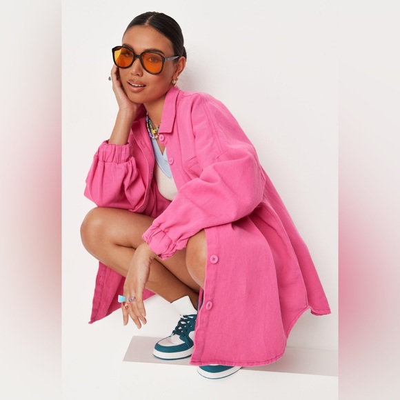 Missguided Denim Boxer Shorts & Oversized Jacket Set - Picture 2 of 4